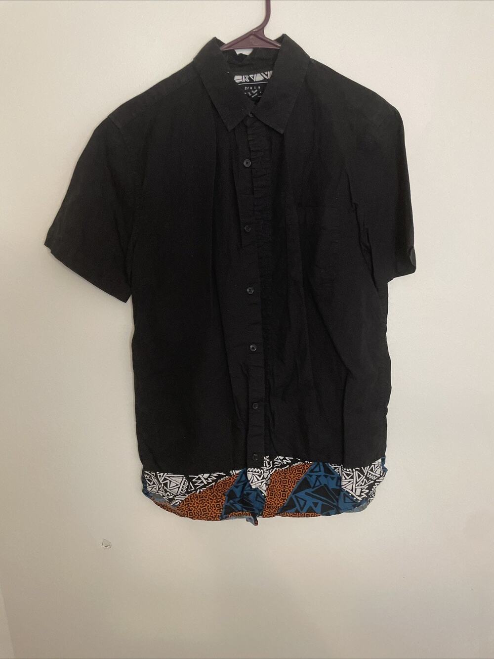 21 Men Men's Shirt Short Sleeve Button Closure Black Size XS🔥